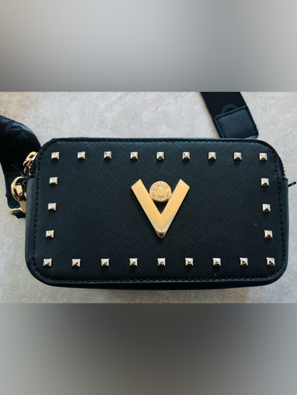 Valentino Orlandi Black Studded Crossbody Bag